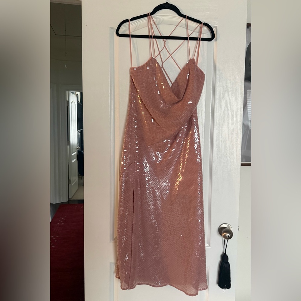 Finders Keepers Mauve Sequin Slip Dress NEW